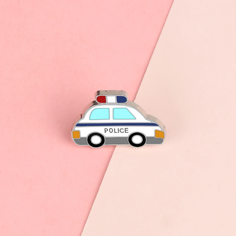 Cartroon Cute Ambulance Brooches School Bus Enamel Pins Taxi Fire Truck Bulldozer Lapel Pin Custom Badge Shirt Bag Jewelry Gifts view 3