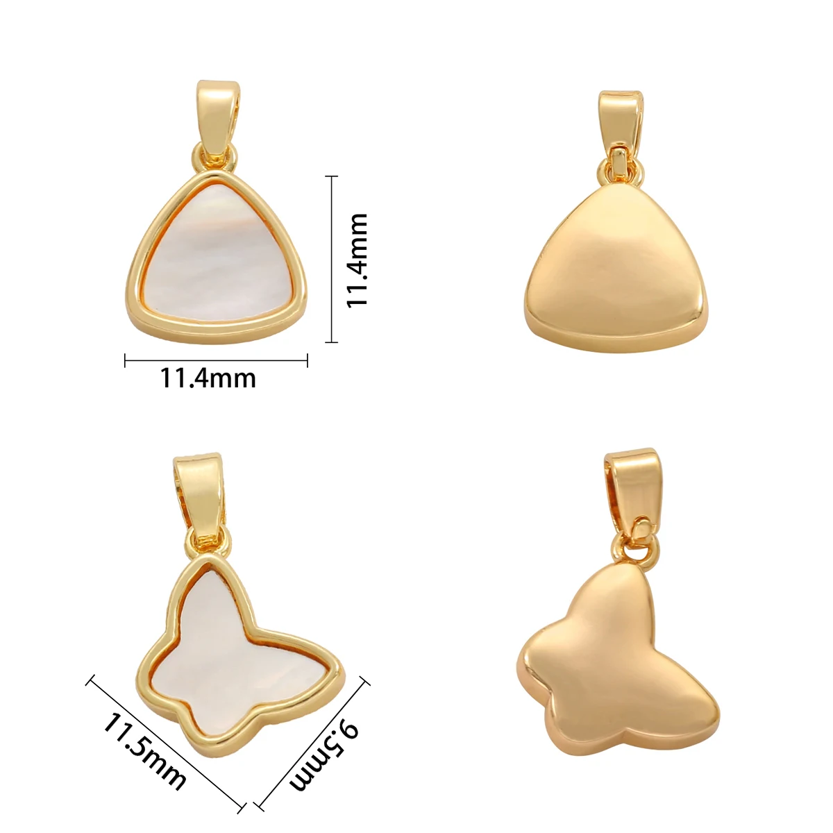 1Pcs Butterfly Triangle 18K Gold Plated  Shell Pendant Necklace Findings Bracelet Accessories for DIY Jewelry Making