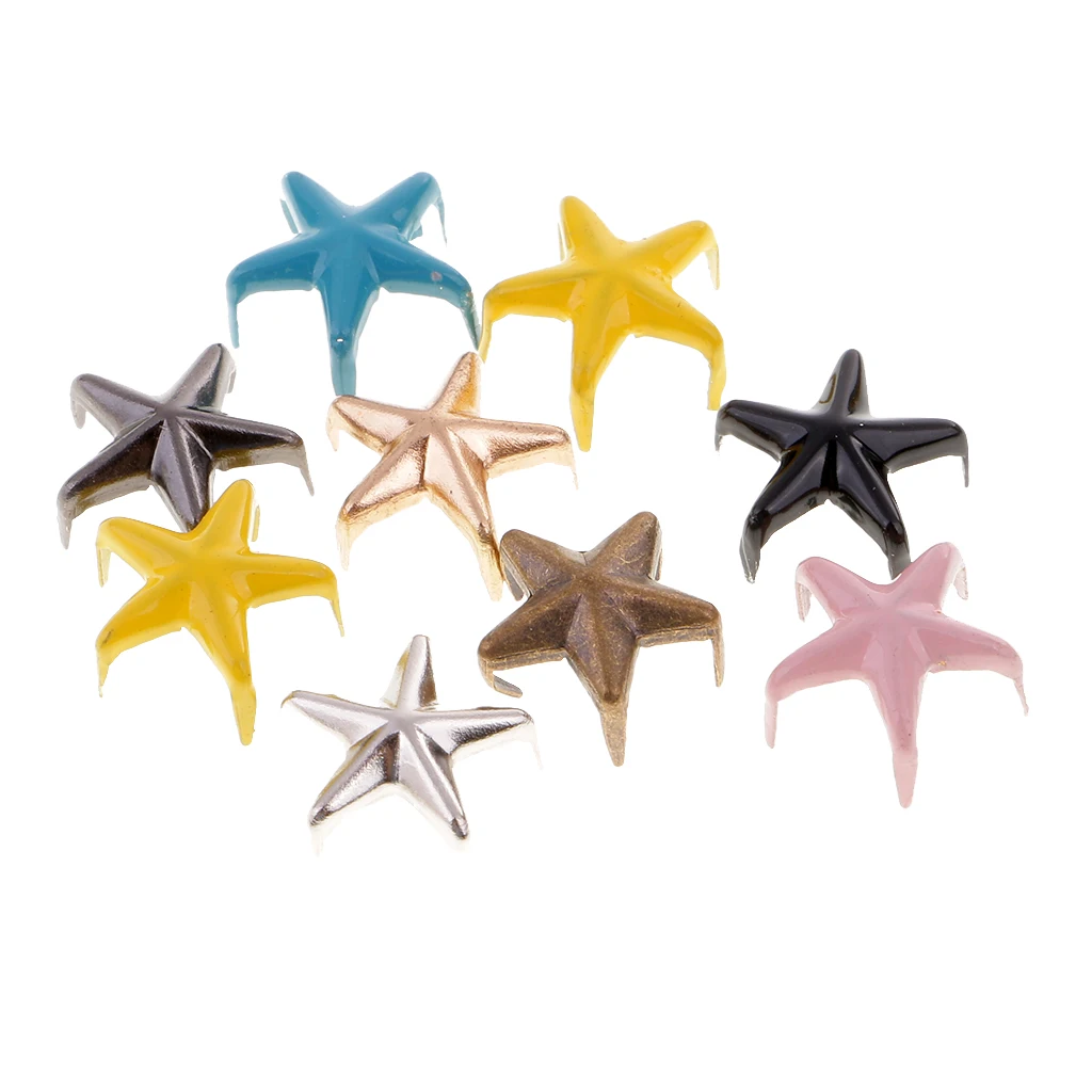 100pcs Star Studs Metal Claw Nailhead Punk Stud Rivet For DIY Craft