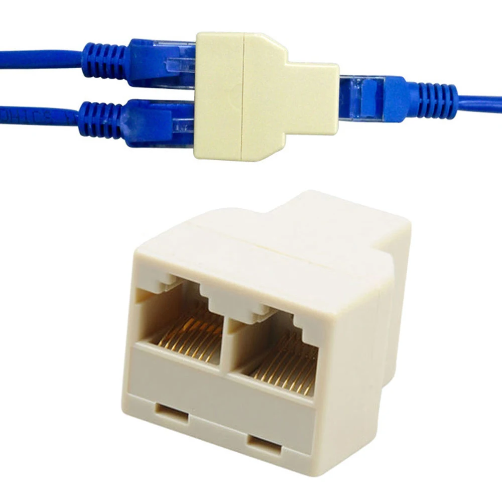 2pcs/lot 1 To 2 Ways LAN Ethernet Cord Network Cable RJ45 Female Splitter Connector Adapter Hot Sale