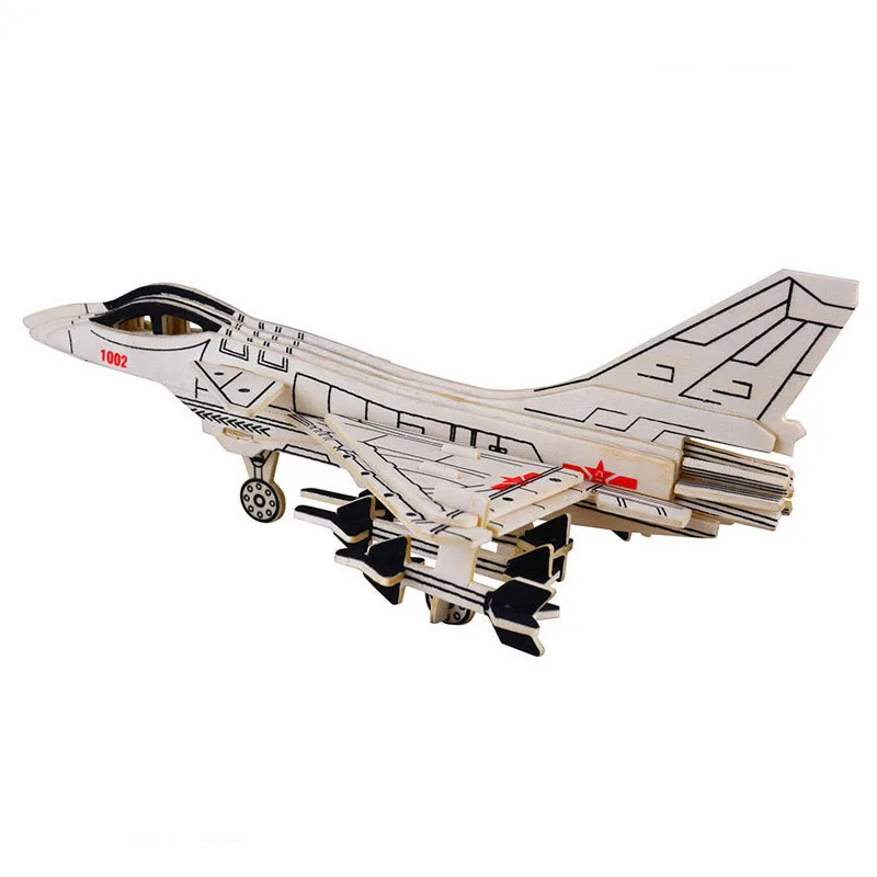 Wooden Simulation Fighter Military Aircraft Model Toy Assembly Military Model Weapon Children Hobby Toy Collection Gift