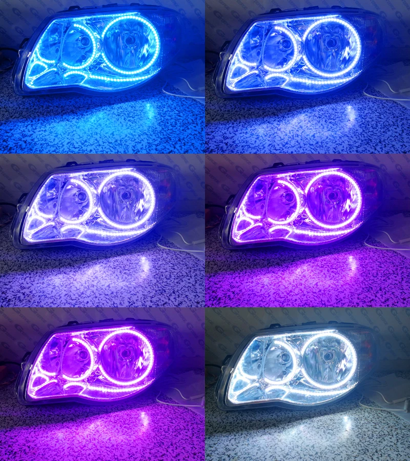 For Chrysler Voyager IV 2005 2006 2007 2008 RF Remote Bluetooth APP Multi-Color Ultra Bright RGB LED Angel Eyes Kit Halo Rings