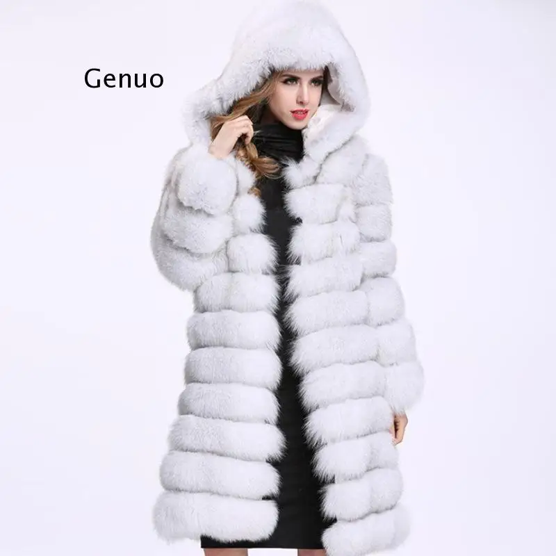 

2021 Winter Luxury Faux Mink Fur Coat Hooded Women Thick Warm Fluffy Faux Fur Jacket Ladies Coats Black Pink Fur Pele