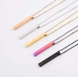 Fnixtar 5Pcs/Lot Mirror Polished Stainless Steel Square Vertical Strip Bar Pendants Necklaces For DIY Custom Logo Name Jewelry