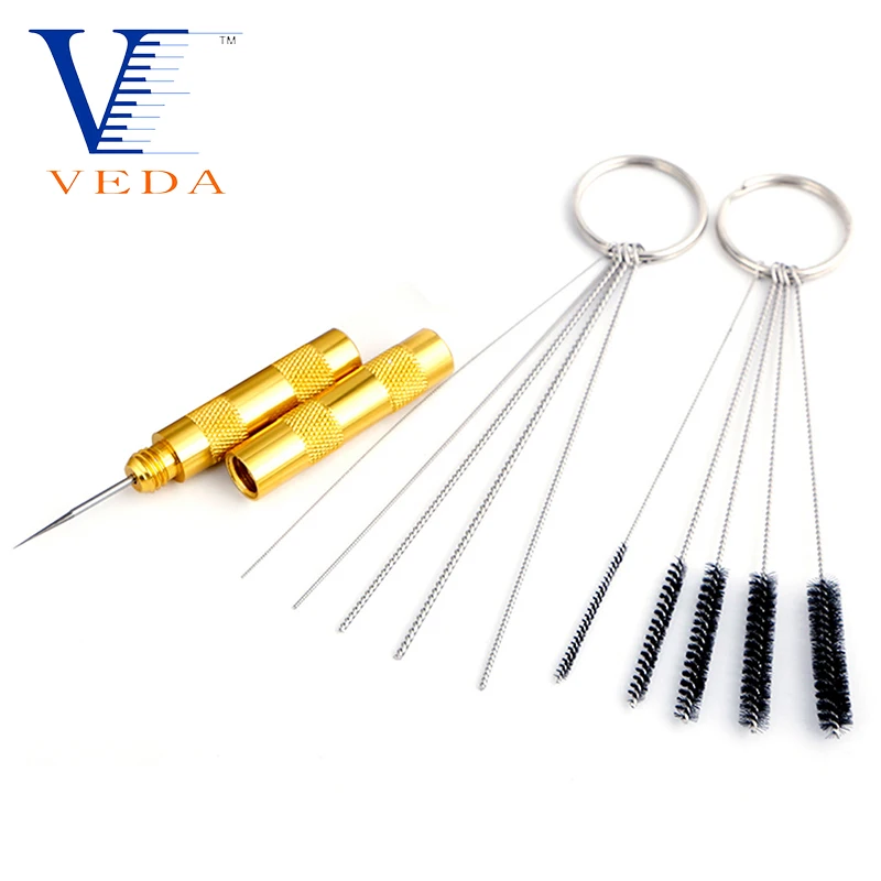 Kit de limpeza de bico de agulha, aço inoxidável, ferramenta de reparo de pistola de pulverização, para pintura corporal, tatuagem, aerógrafo, ferramenta de limpeza