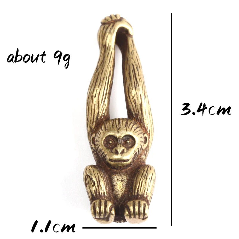 Copper Chinese Zodiac Monkey keychain Pendant Vintage Brass Animal Gibbon Key Chains Charm Key Rings Home Decoration Ornament