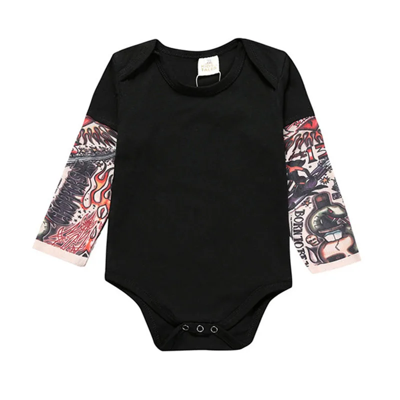 Baby Bodysuits Tattoos Print Rock 6M-24M Cotton Infant Long Sleeve Bodysuit