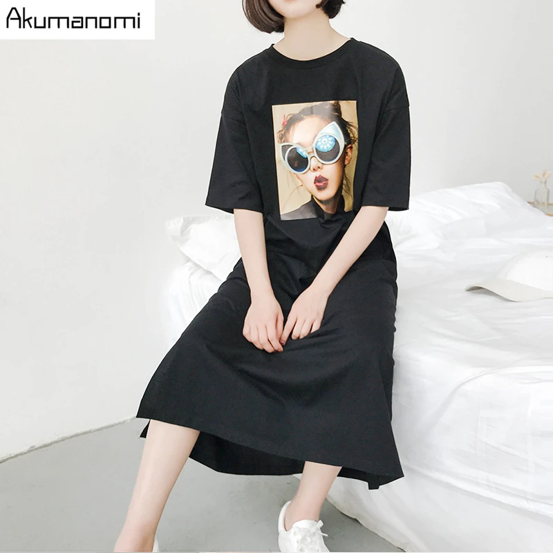 Cotton Casual Long Big Size Dresses Autumn Large Size 7xl 6xl 5xl 4xl Xxxl Short Sleeve Black Floral Maxi Double Slit Dress Hot