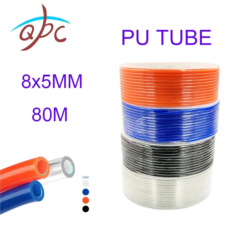 

80meters/roll 8x5mm Air Hose For Compressor Polyurethane Tubing Pneumatic Tube Pipe PU Hoses Black Transparent Red Blue