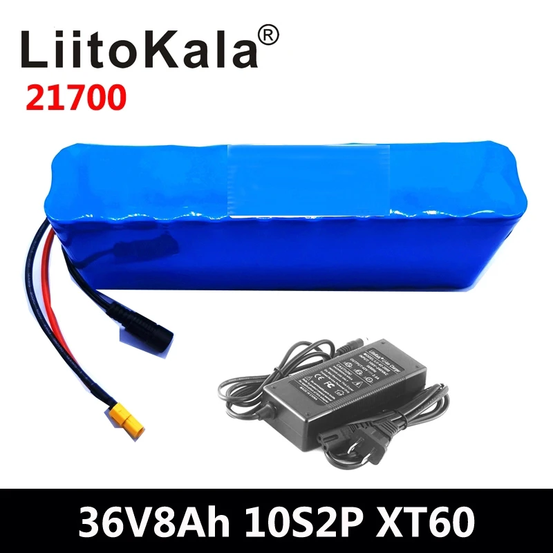 

LiitoKala 36V 8AH 21700 4000mah 10S2P Electric Bike Battery for electric bicycle scooter 36V Ebike Battery+42V 2A Charger