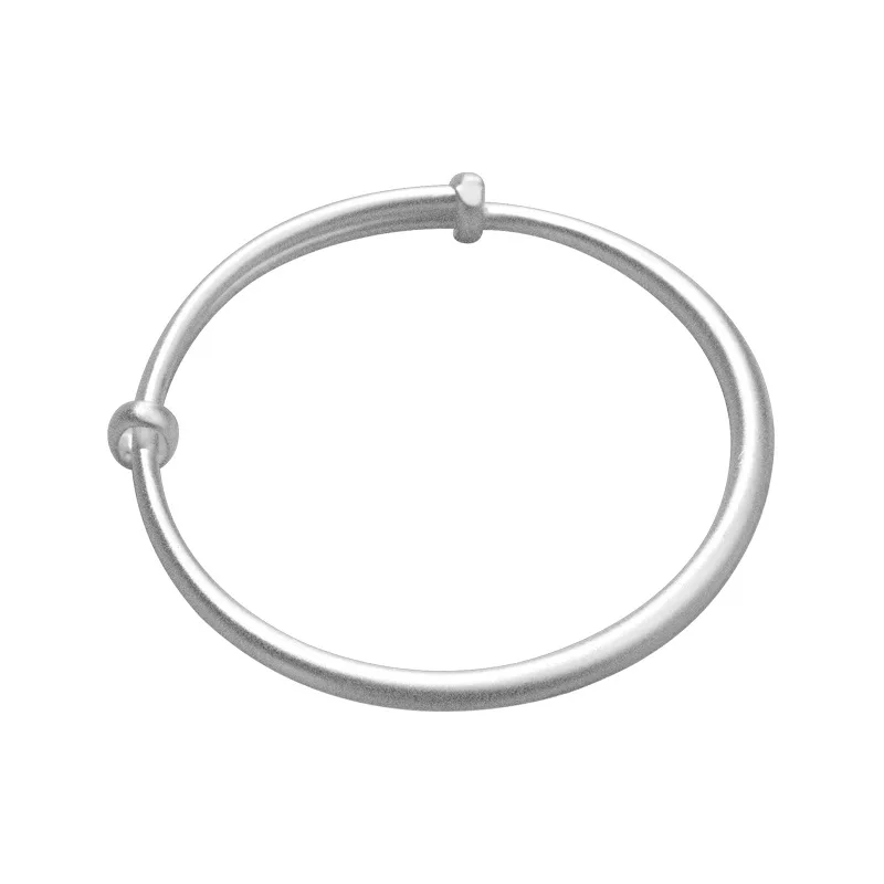 OMHXZJ Wholesale BA159 European Fashion Woman Girl Party Birthday Wedding Gift Simple Blank 925 Sterling Silver Bracelet Bangle