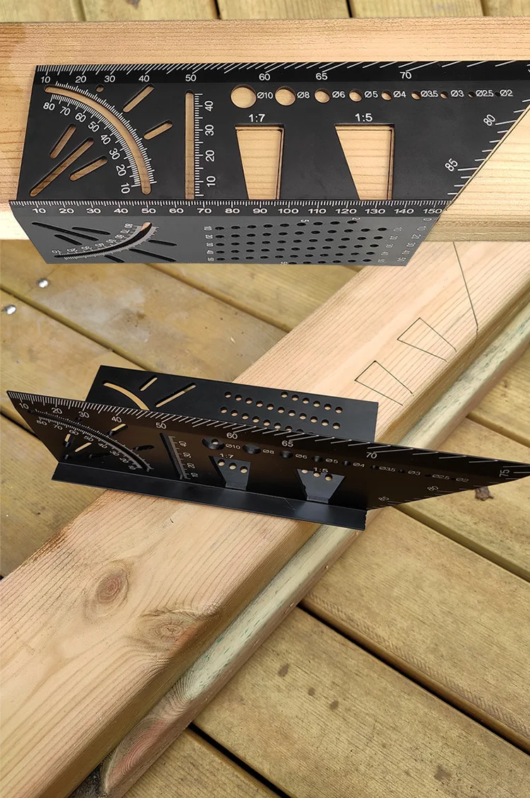 سبائك الألومنيوم متعددة الوظائف نجار مربع 45 درجة 90 فوق خط زاوية حاكم توقف نوع قاعدة ثابتة خط درج توقف p