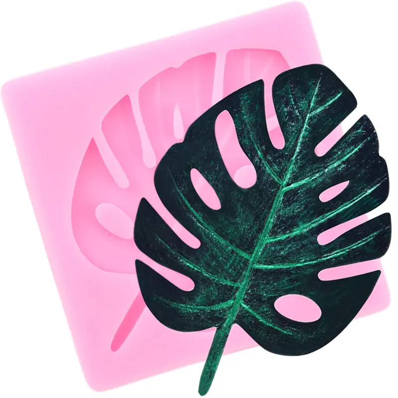Monstera Leaves Silicone Mold Tropical Palm Leaf Cake Border Molds Chocolate Candy Cupcake Topper Fondant Cake Decorating Tools