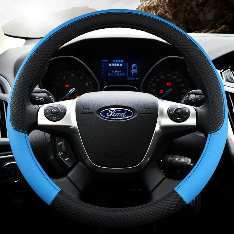 Automobiles Anti-slip Car Steering Wheel Cover Car Grid Steering Cover For ford focus restyling transit mk3 mondeo mk3 covers