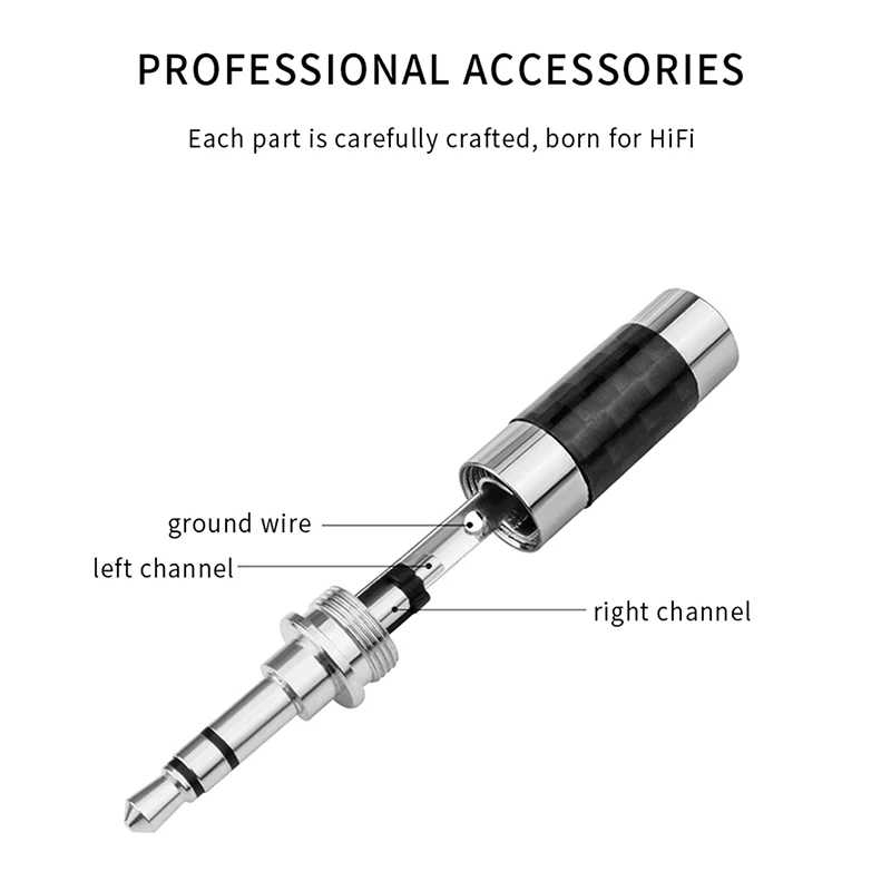 3.5mm Connector 3 Pole Stereo Male Jack Rhodium-plated Pure Copper 3.5 Audio Plug Connector DIY Solder Adapter for 4mm Cable