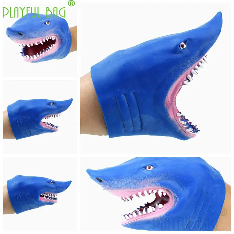 

Fun decompression toy TPR environmental protection plastic blue shark doll gloves storytelling doll props Halloween wd011