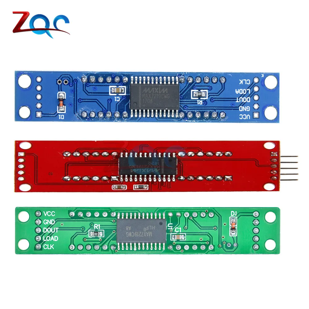 Red/Blue/Green Board MAX7219 8 Digit LED Tube Display Control Module for Arduino 3.3V 5V Microcontroller Serial Driver 7-segment