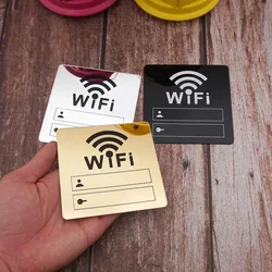 Pegatina de señal WiFi con espejo acrílico para lugares públicos, casas, tiendas, cuenta de escritura a mano y contraseña, letreros de tablero de anuncios Wifi