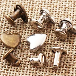 100 PCS Heart Antique Bronze/Silver Double Cap Rivets Studs Leather craft Fastener Snaps Prong purse bag Finding leather rivet