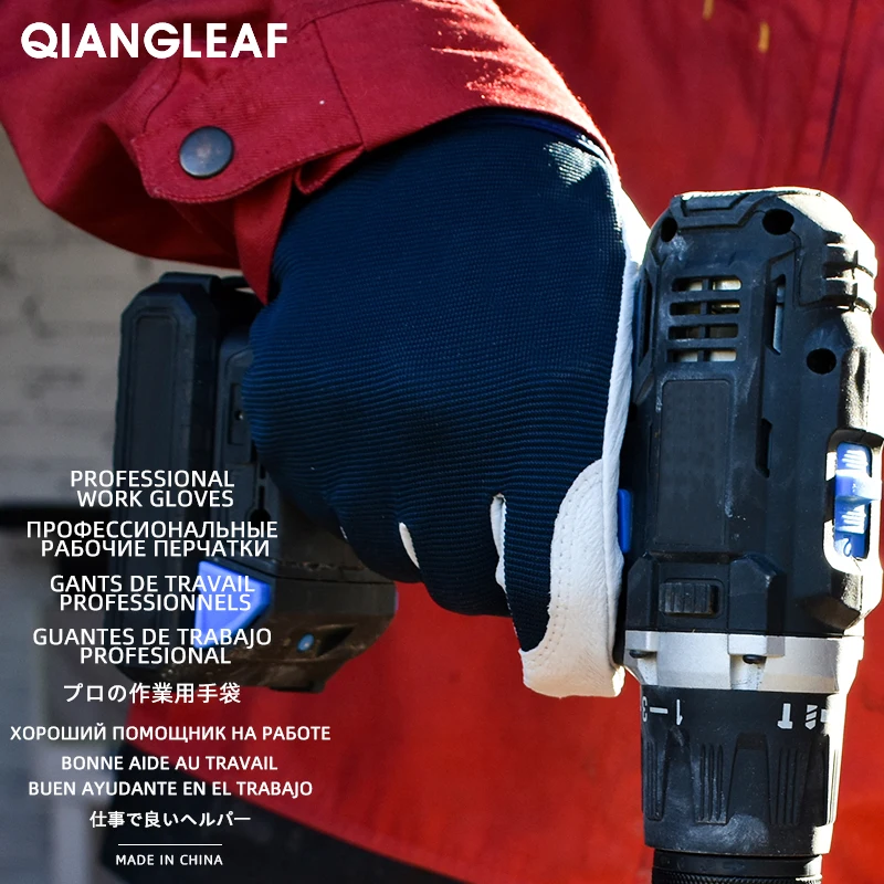 Imagem -04 - Qiangleaf Respirável Couro Trabalhador Luva Mecânico Trabalhando Luvas Industriais de Segurança Resistente ao Desgaste Masculino Atacado 508