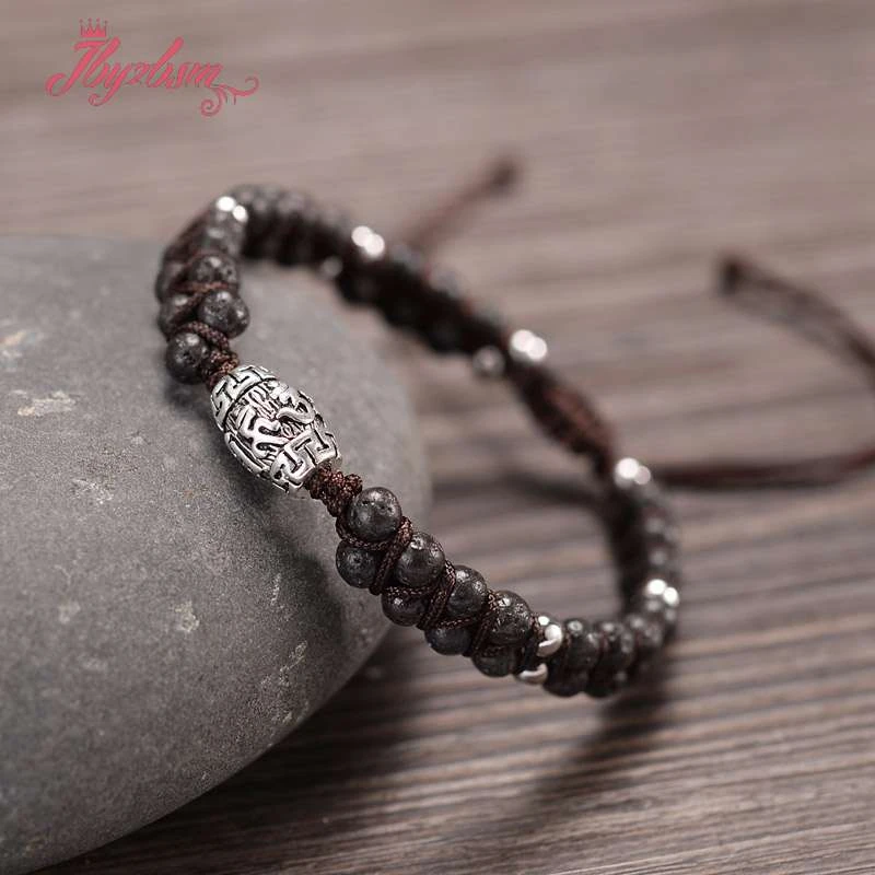 Natural Stone Beads Charm Wrap Bracelets String Braided Bracelets Yoga Reiki Symbol Bangle Bohemian Friendship Lover Bracelet