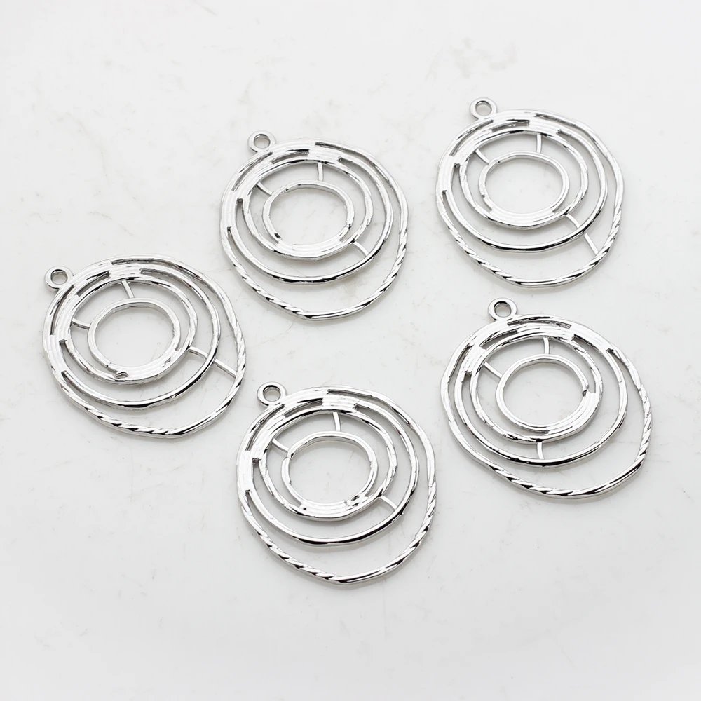 Zinc Alloy Charms Pendant  Hollow Round Shape Charms Pendant 25mm 6pcs/lot For DIY Jewelry Earrings Making Accessories