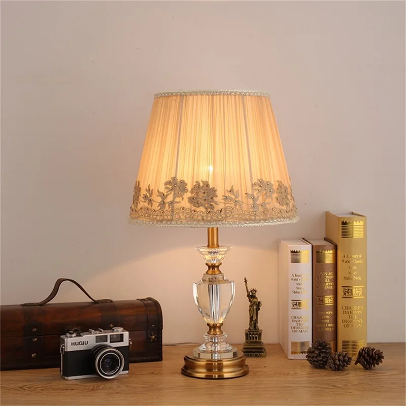 OURFENG Modern Table Lamp Crystal Desk Light LED Home Luxury Beside Decorative for Foyer Bedroom Office Hotel