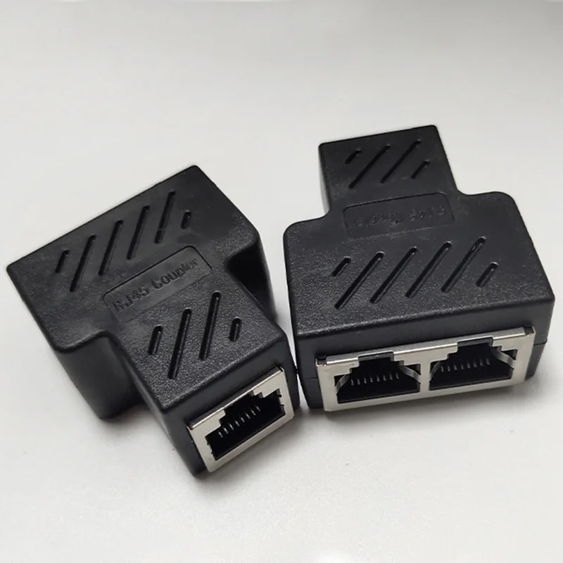 1ถึง2 Ways RJ45 Ethernet LAN Network Splitter อะแดปเตอร์คู่พอร์ต Coupler Extender อะแดปเตอร์ปลั๊กอะแดปเตอร์