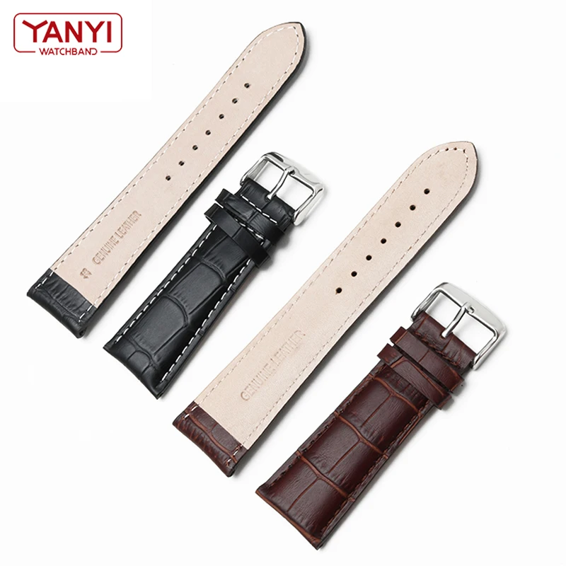 Genuine Leather Watch Strap 22mm 23 24 26mm 28mm watchband pin Clasp mens leather bracelet general watch band alligator grain