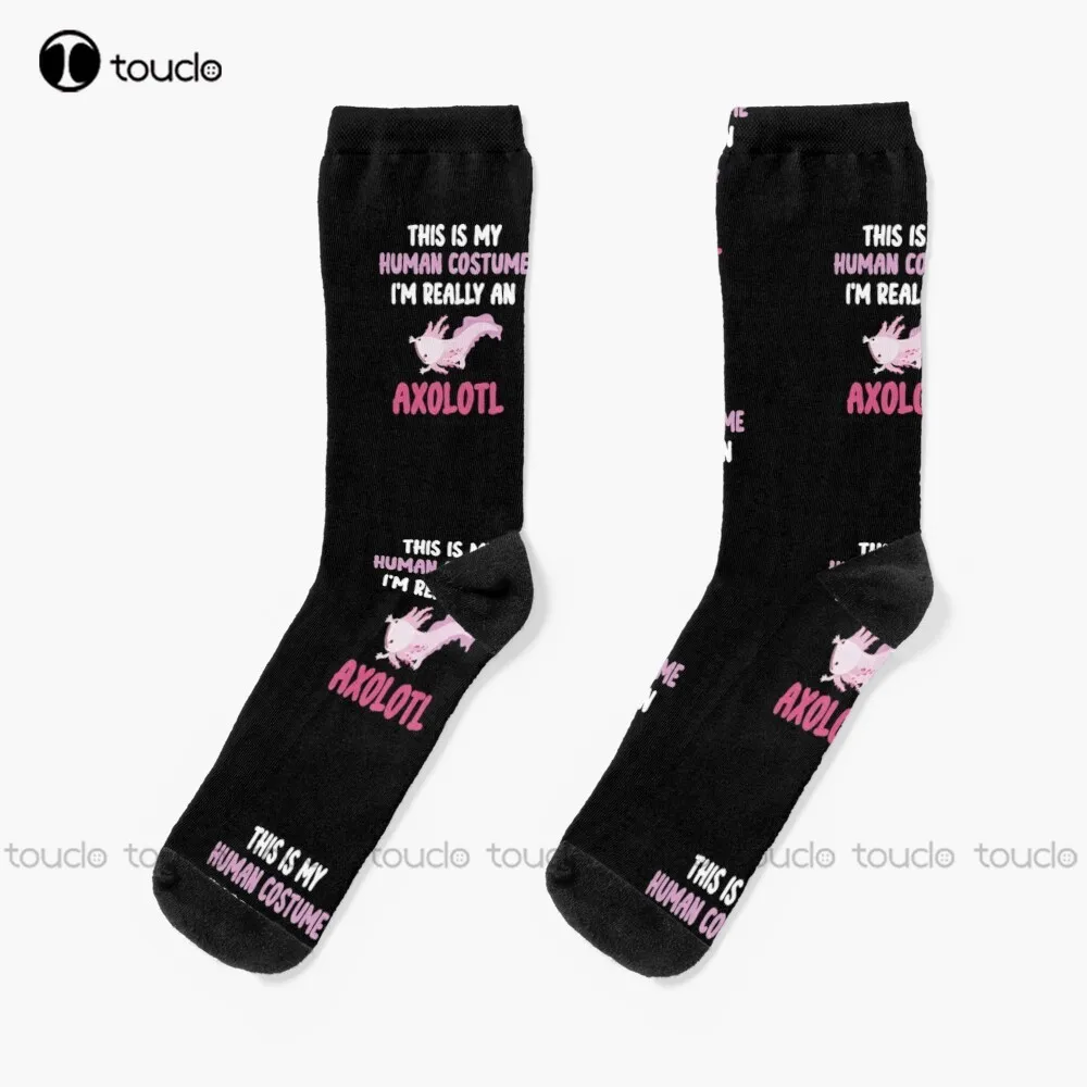 Funny Halloween This Is My Human Costume I'M Really An Axolotl Socks Dance Socks Personalized Custom Adult Teen Youth Socks