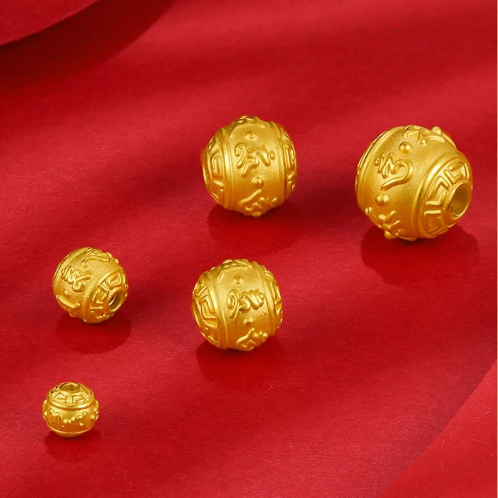 1pcs 24K Yellow Gold Pendant 3D Lucky Baby Transfer Blessing Sutra Beads For Women Men 8mm/10mm/12mm/14mm/