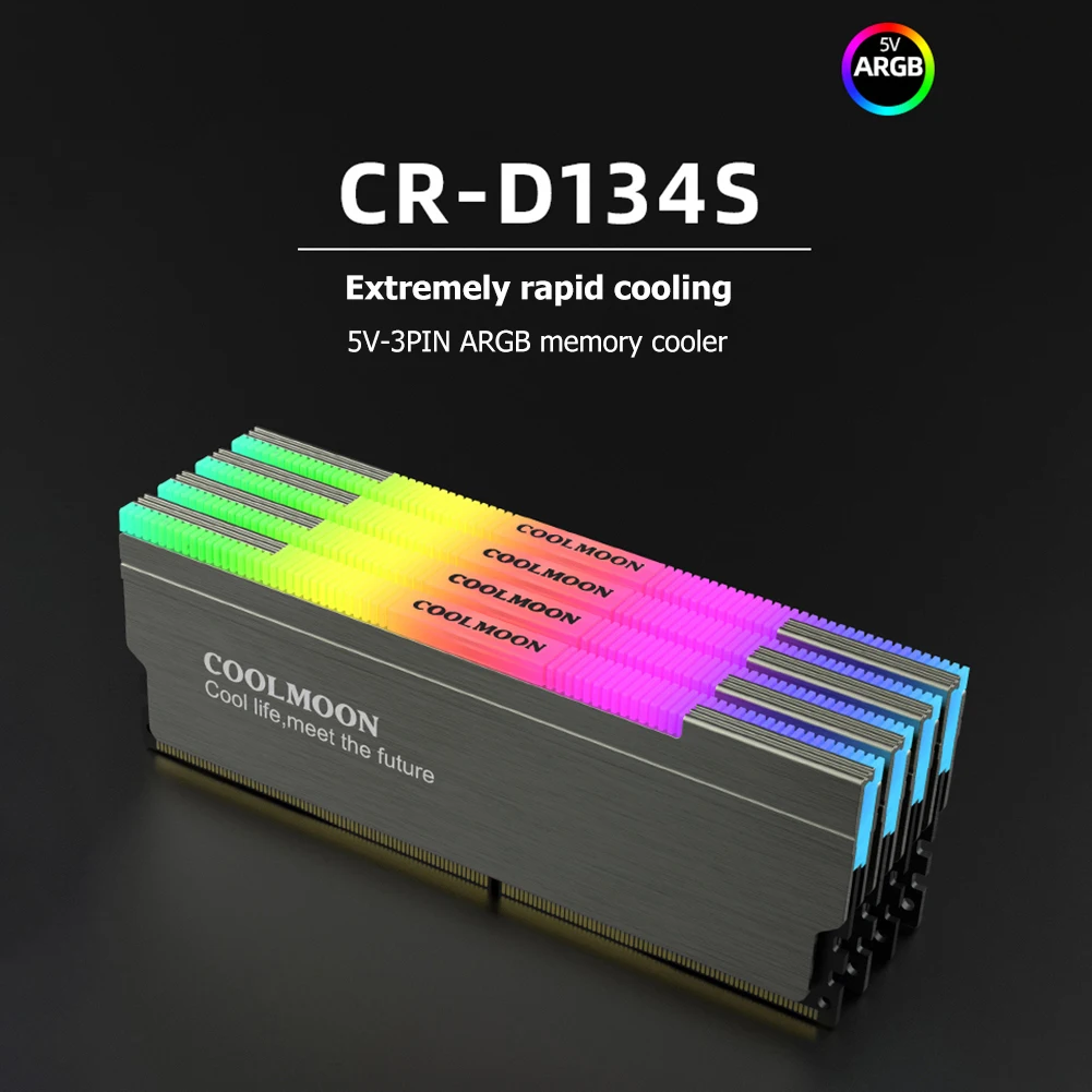 D134S RAM Heatsink High Compatibility 5V 3PIN ARGB Memory Spreader Cooler Addressable RGB Cooling Vest for Desktop