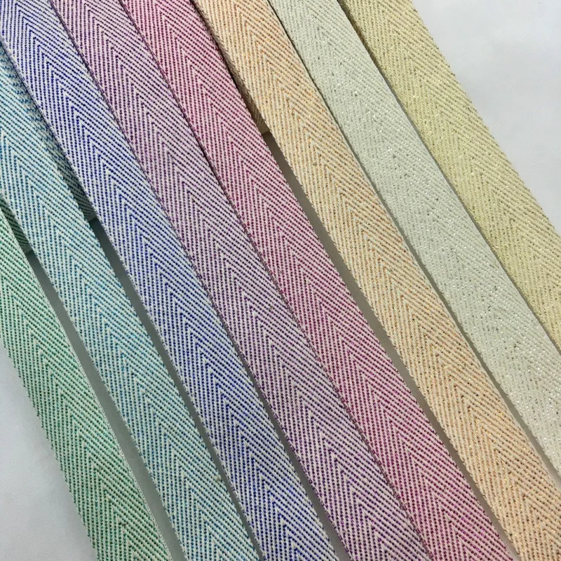 25 Items Gold Lurex Twill Webbing Cotton Ribbon 1.6cm 5Yards For Gift Floral Packing Handmade Craft Christmas Wedding Party Deco