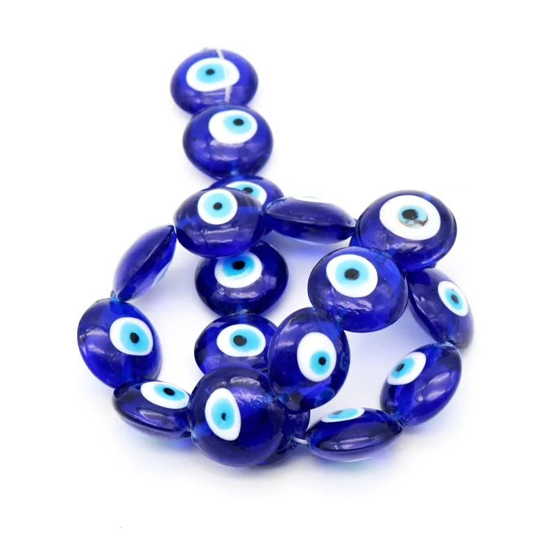 

Wholesale 76pcs/lot Royal Blue Flat Round Shape Beads 20mm Eye Lampwork Popular Jewelry Accessory Bracelets Necklace Mini Beads