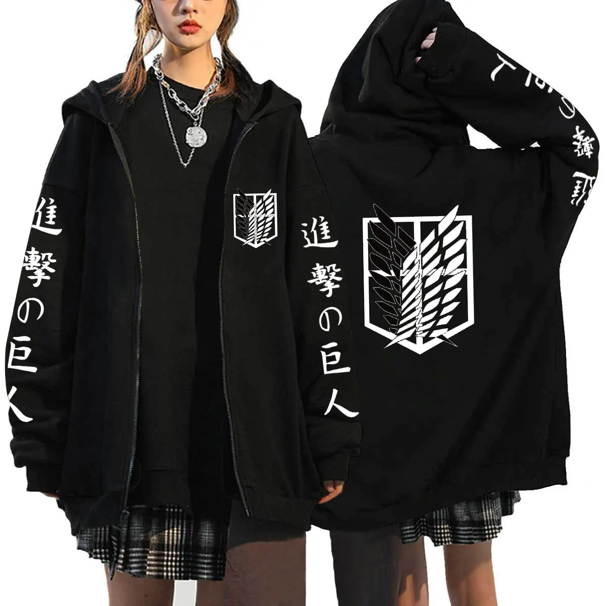 

Anime Attack On Titan Hoodies Autumn Winter Zipper Sweatshirts Men Women Streetwear Sudaderas Hombre Tops Sweat Capuche Homme