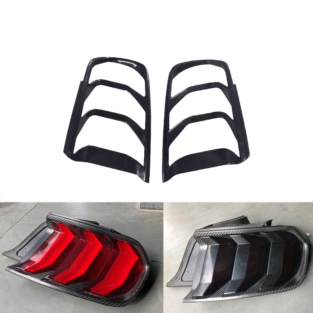 Real Carbon Fiber Car Rear Taillight Decoration Tail Light Lamp Cover for Mustang 2018up