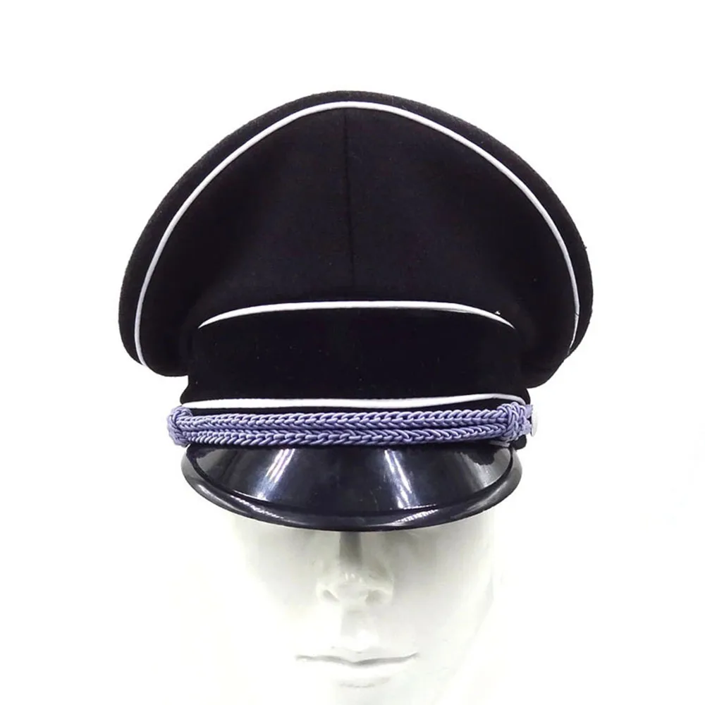 

WWII WW2 German Germany Elite Officer Wool Hat Officer Visor Cap Silver Cord Black