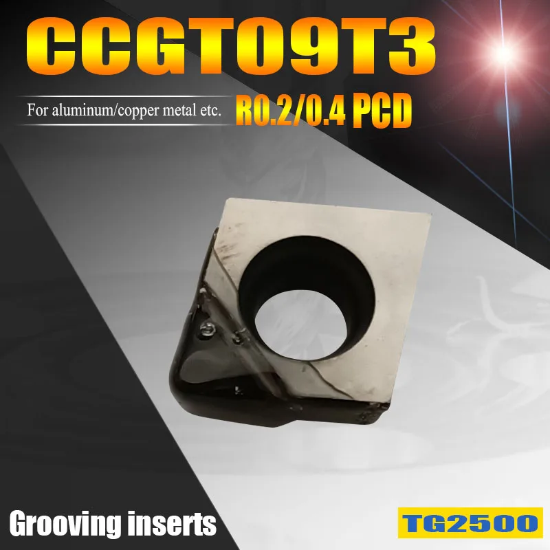 

CCGT09T302 turning tools diamond inserts CCGT09T304 PCD CNC tools turning cutter insert for Aluminum,copper,Zinc alloy finishing