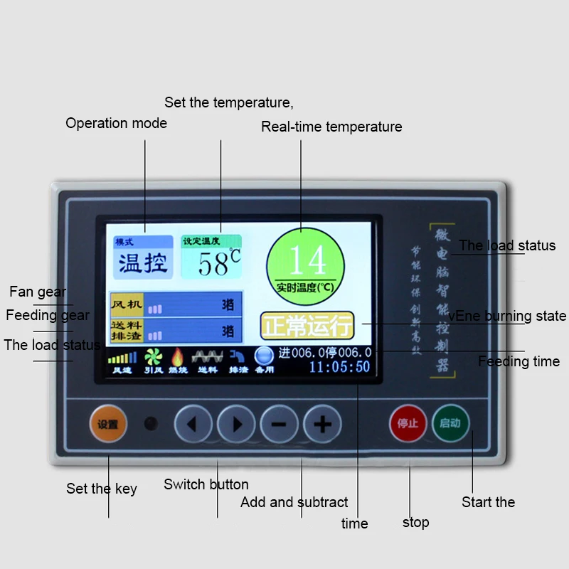 4.3 Inch Biomass Pellet Burner Controller Hot Air Boiler Intelligent Microcomputer Automatic Temperature Controller