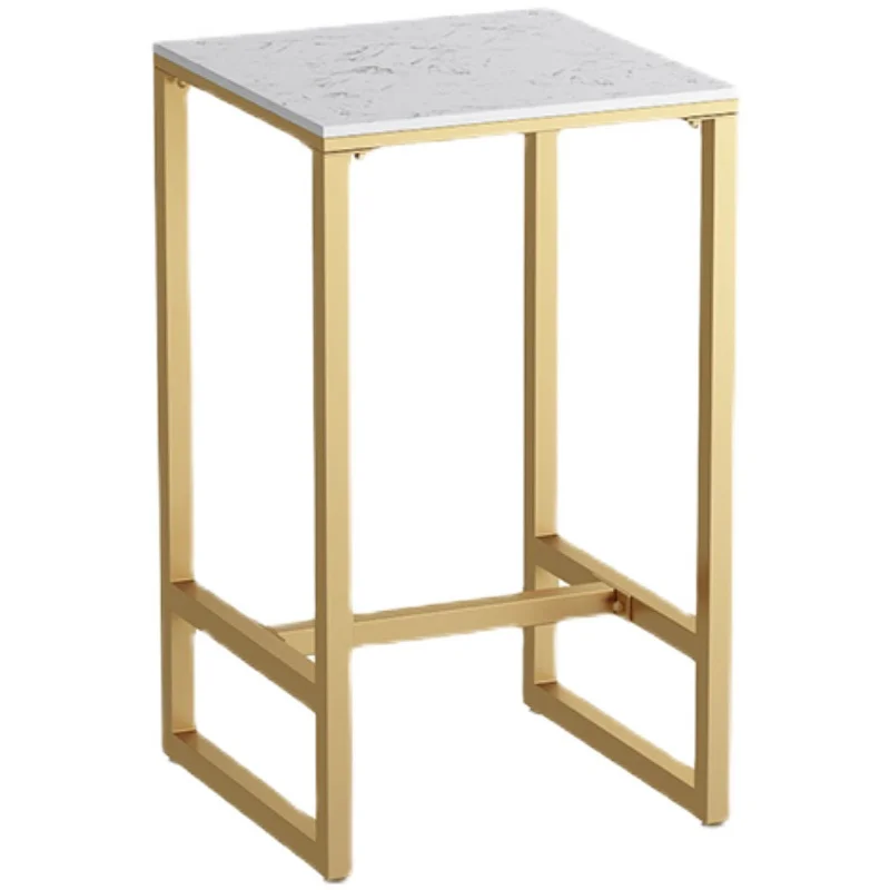 High-Leg Bar Table Marble Against The Wall Square Nordic Light Luxury Golden Wrought Iron Balcony Small Bar Table