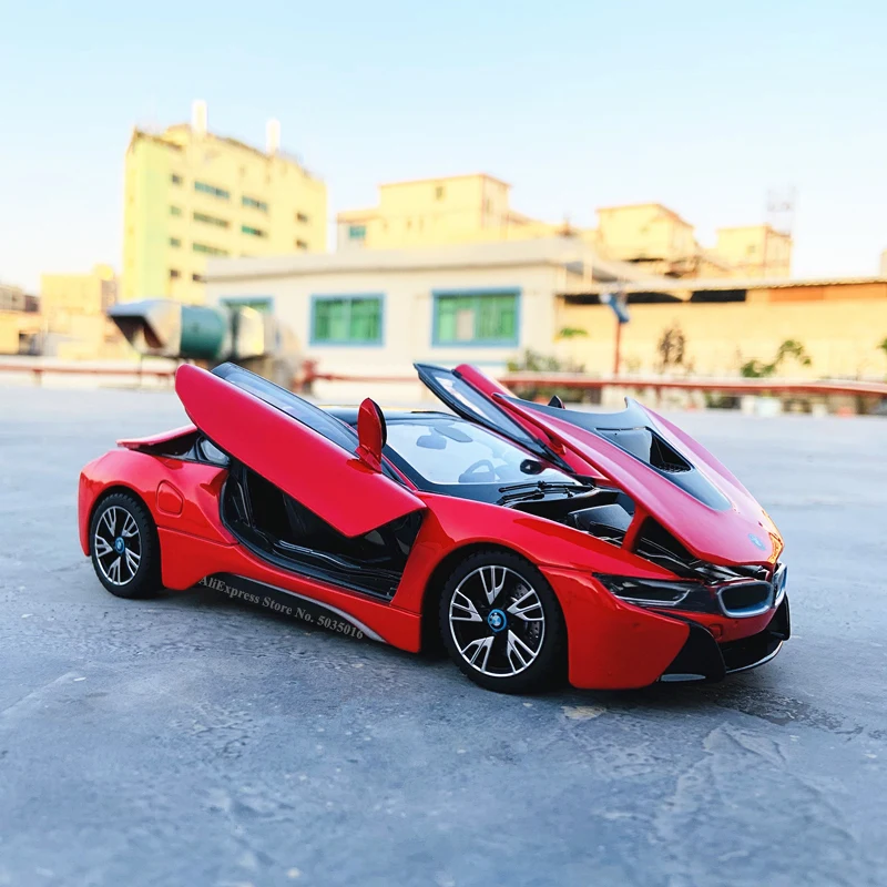 Rastar 1:24 BMW i8 red concept car super running static model alloy car toy collection Christmas gift model car