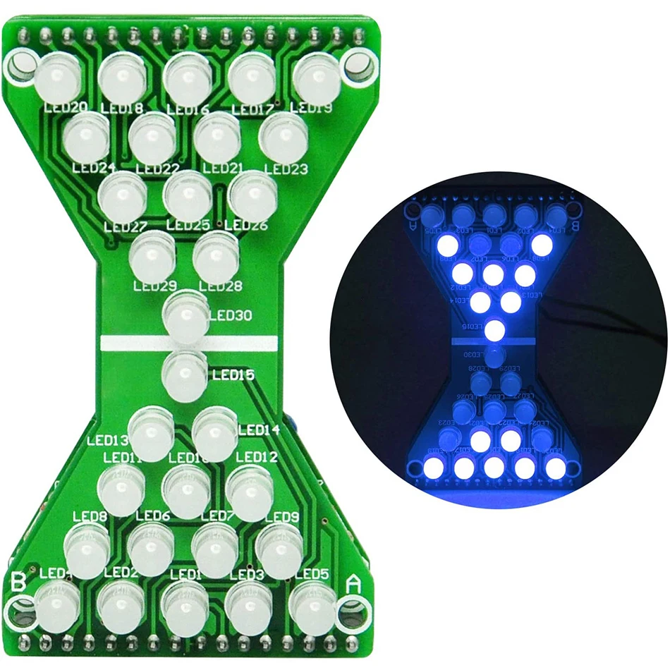 Electronic Hourglass Led DIY Kits Welding Practice Board Blue Ray EK1886