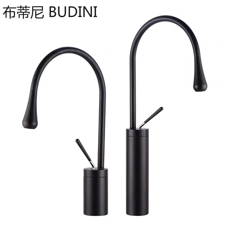 Bathroom Deck Mounted Basin Faucet Black Sink Tap Single Hole Water Tap Hot and Cold mixer faucet  kitchen faucets