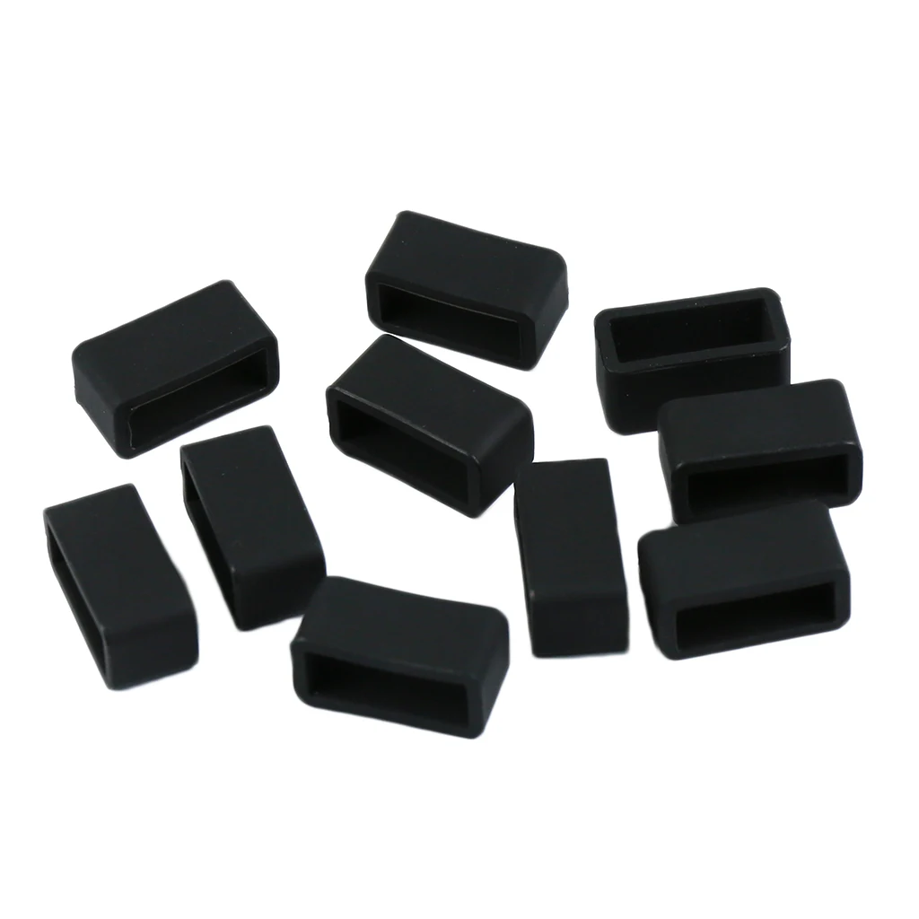 10x Silicone Black Rubber Replacement Watch Straps Bands Keeper Holder Retainer Loops 18mm 20mm 22mm