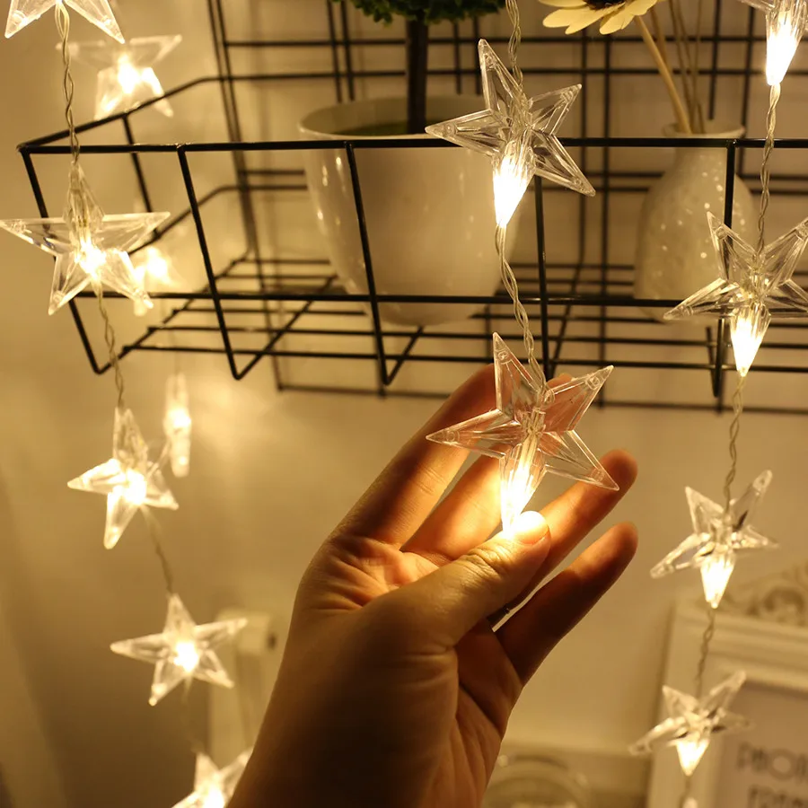 2.5M 10X5LED Full Star ghiacciolo natale LED String Light Party Wedding Light Romantic Star Curtain Fairy String Light