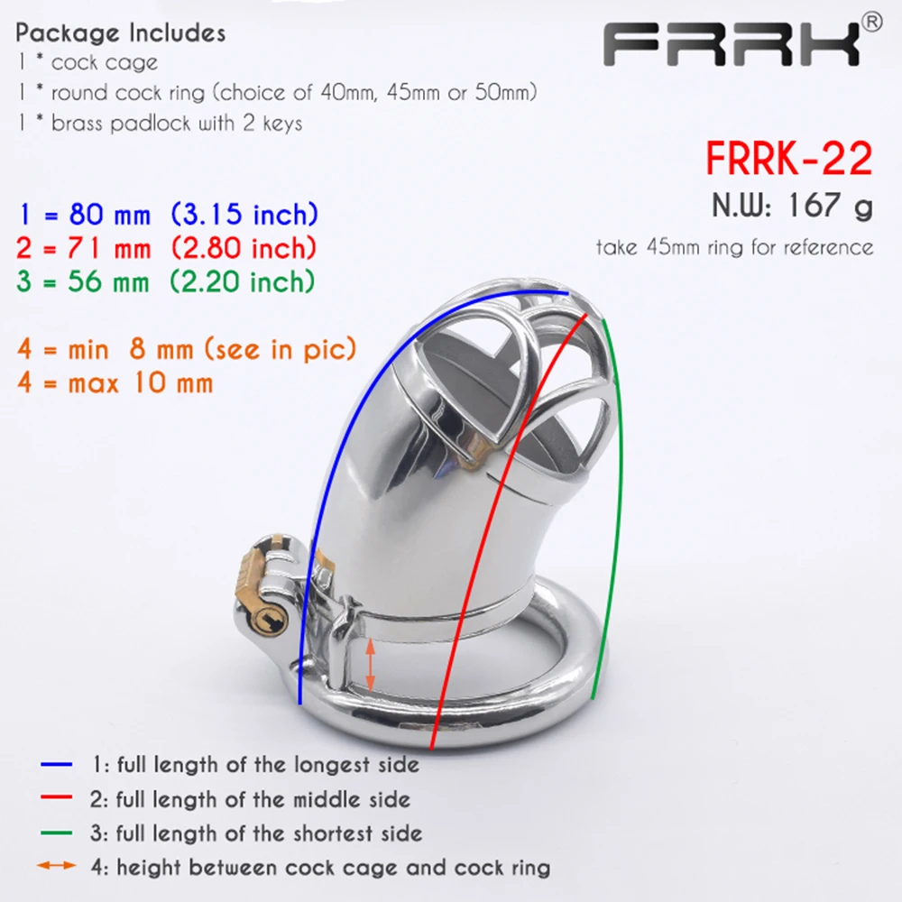 FRRK Metal Chastity Cage with Uretral Stimulator Steel Penis Ring Male Bondage Gear Sex Products Shop BDSM Sexsual Toys for men
