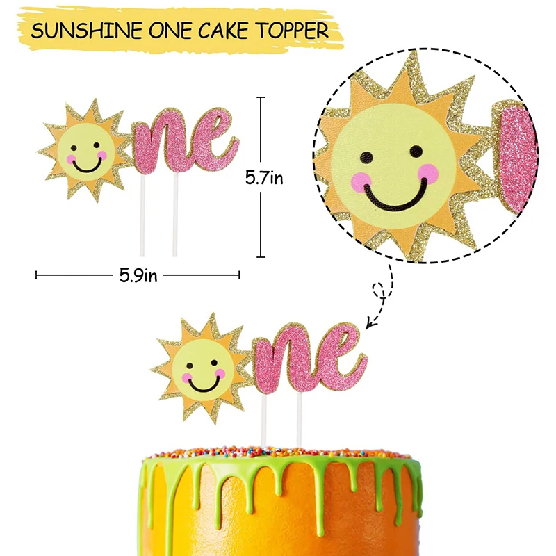 You're My Sunshine First Birthday Party Decoration Yellow Birthday high chair Banner Crown Hat Cake Topper Photo Booth Props