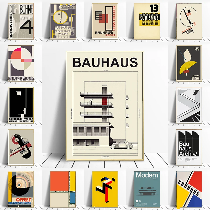 

Bauhaus Exhibition Unique Geometric Poster Minimalist Art Canvas Print Abstract Painting Wall Picture for Living Room Home Decor