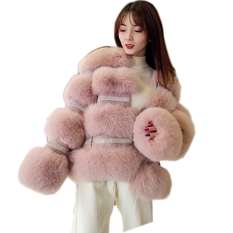 New 2020 Fashion Fur Coats plus size Real Fur Coats Women fox fur coat with sheep fur Outerwear & Coats free shipping