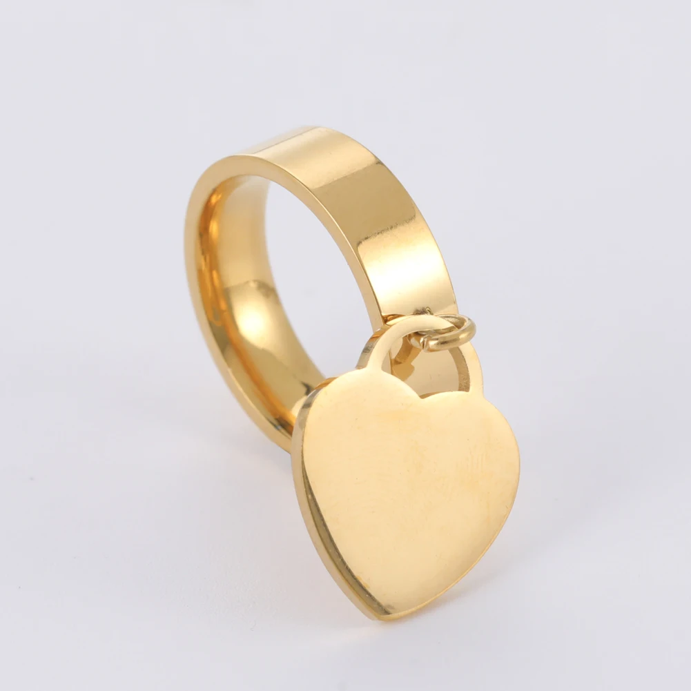 Cazador Fashion Stainless Steel Dangle Heart Pendant Rings dla kobiet Dziewczyny Ślub Urodziny Biżuteria Kochanek Prezenty 2024 Hurtownia